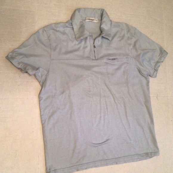 Vintage Calvin Klein Light Blu Short Sleeve Polo Shirt Sz M - Picture 2 of 5